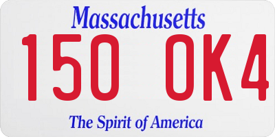 MA license plate 150OK4