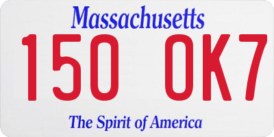 MA license plate 150OK7
