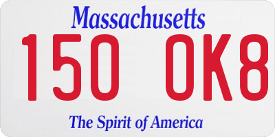 MA license plate 150OK8