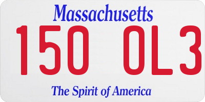 MA license plate 150OL3