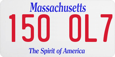MA license plate 150OL7