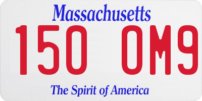 MA license plate 150OM9