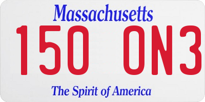 MA license plate 150ON3