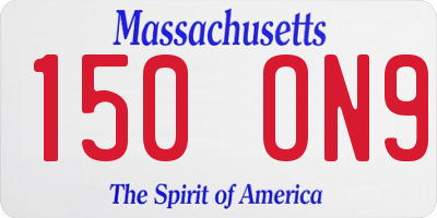 MA license plate 150ON9