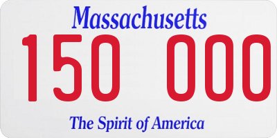 MA license plate 150OO0