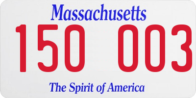 MA license plate 150OO3