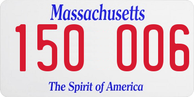MA license plate 150OO6