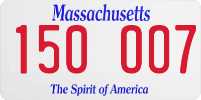 MA license plate 150OO7