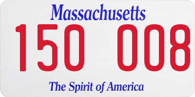 MA license plate 150OO8