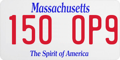 MA license plate 150OP9