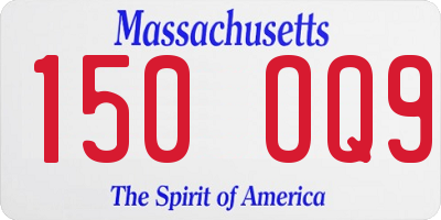 MA license plate 150OQ9