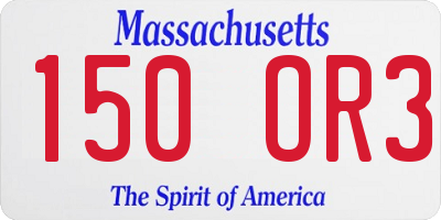 MA license plate 150OR3