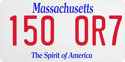 MA license plate 150OR7