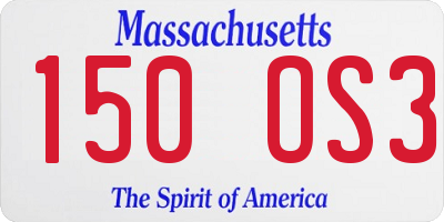MA license plate 150OS3