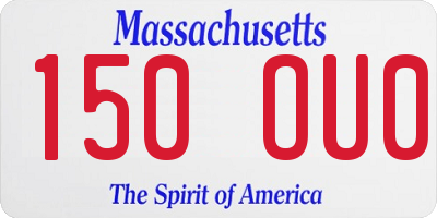 MA license plate 150OU0