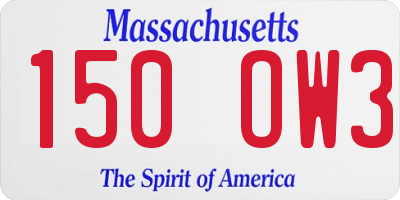 MA license plate 150OW3