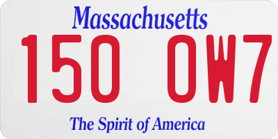 MA license plate 150OW7