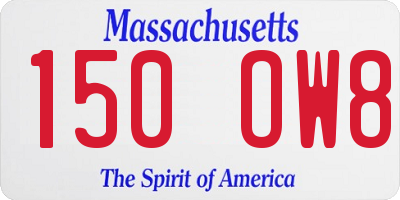 MA license plate 150OW8