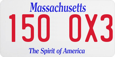MA license plate 150OX3