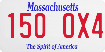 MA license plate 150OX4