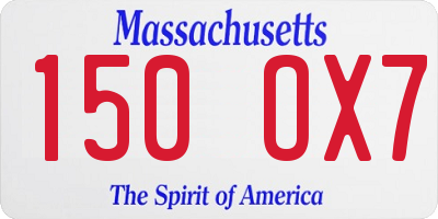 MA license plate 150OX7