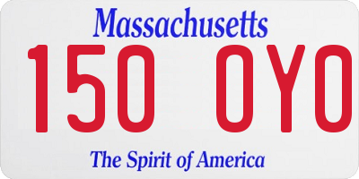 MA license plate 150OY0