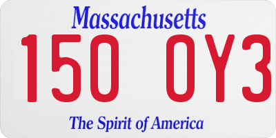 MA license plate 150OY3
