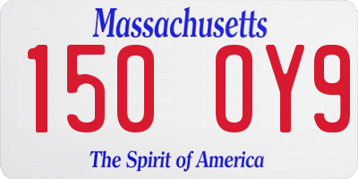 MA license plate 150OY9