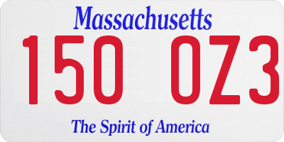 MA license plate 150OZ3