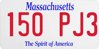 MA license plate 150PJ3