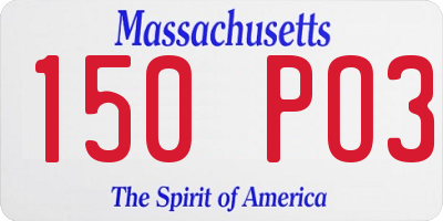 MA license plate 150PO3