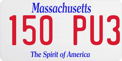 MA license plate 150PU3