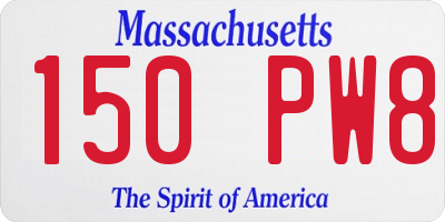MA license plate 150PW8