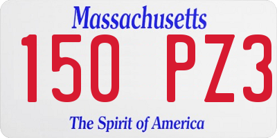 MA license plate 150PZ3