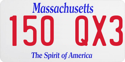 MA license plate 150QX3