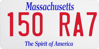 MA license plate 150RA7