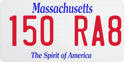 MA license plate 150RA8