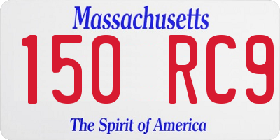 MA license plate 150RC9