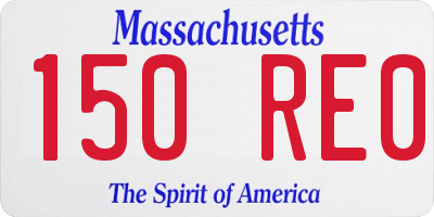 MA license plate 150RE0