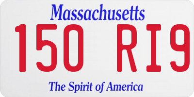 MA license plate 150RI9