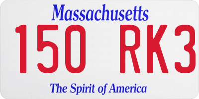MA license plate 150RK3