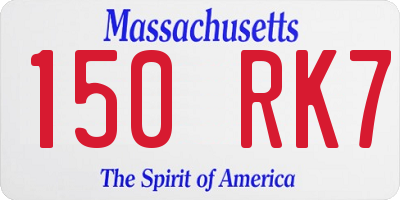 MA license plate 150RK7