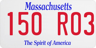 MA license plate 150RO3