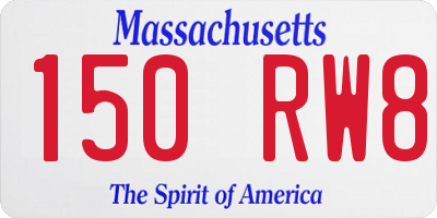 MA license plate 150RW8