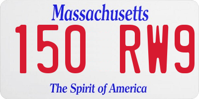 MA license plate 150RW9