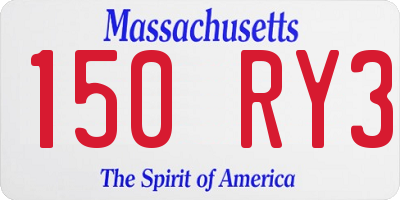 MA license plate 150RY3