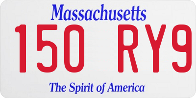 MA license plate 150RY9