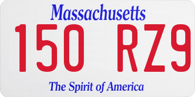 MA license plate 150RZ9