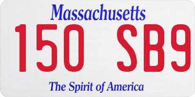 MA license plate 150SB9