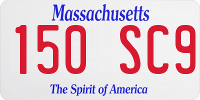 MA license plate 150SC9